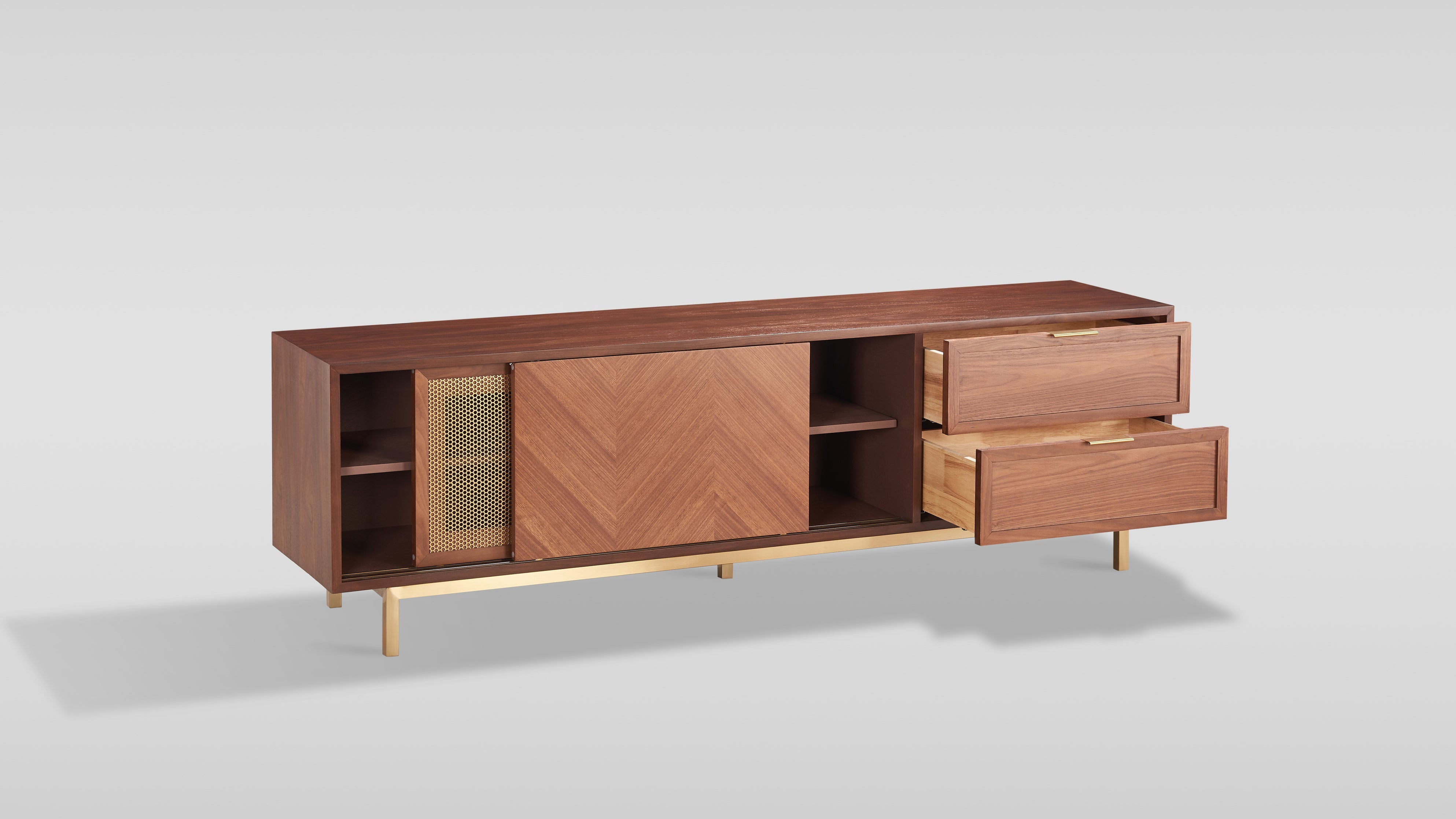 Milana TV Console (Walnut Gold) - Image 3