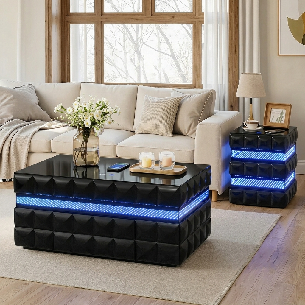 Alix Black Coffee Table and End Table