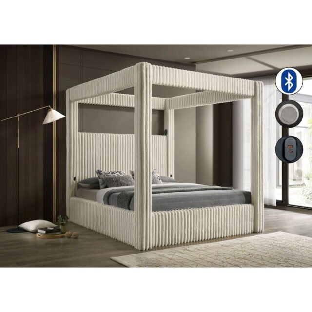 Atlam Cream Queen Platform Bed