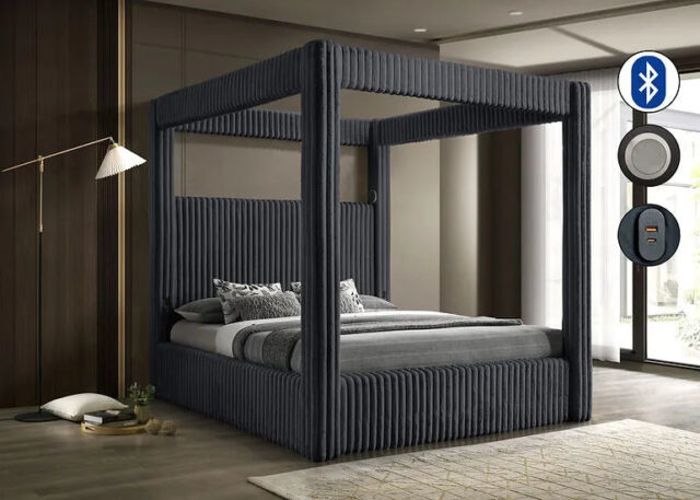 Atlam Grey King Platform Bed
