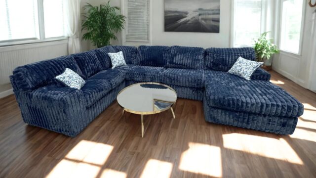 Austin Blue 3-Piece Right Arm Facing (RAF) Sectional