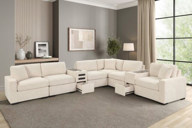 Barista Beige 8-Piece Performance Fabric Modular Sectional Set