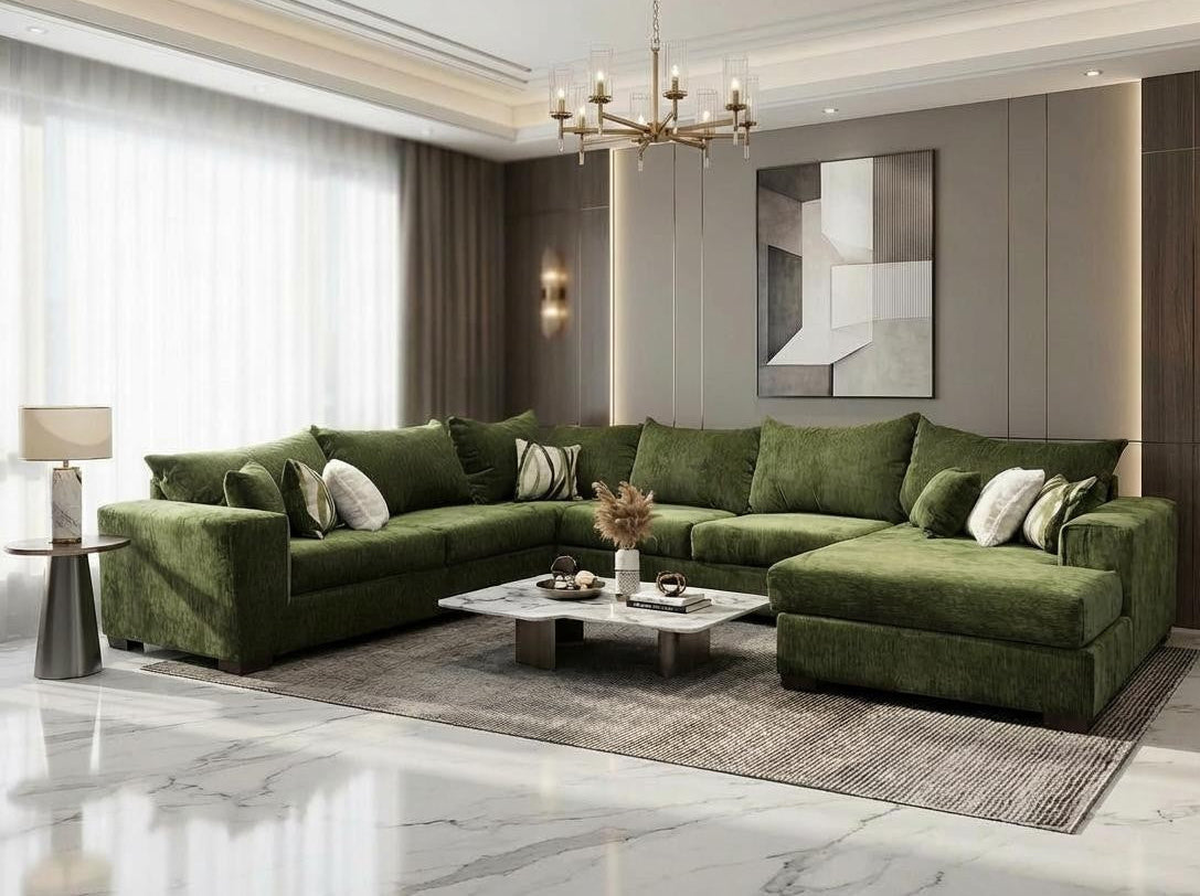 Cactus Green Right Arm Facing (RAF) 4-Piece Sectional
