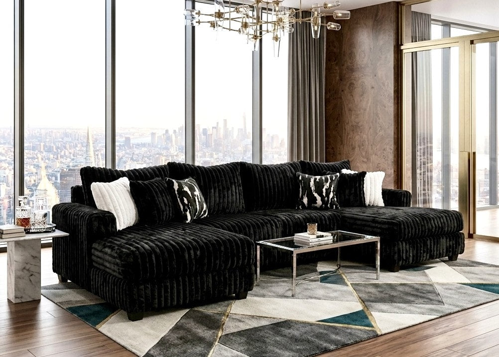 Carnaby Black Double Chaise Sectional