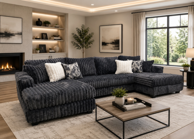 Carnaby Charcoal Double Chaise Sectional