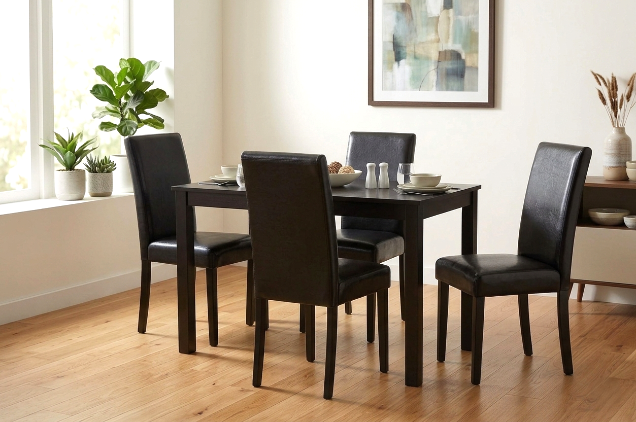 Classic Black PU 5-Piece Dining Room Set