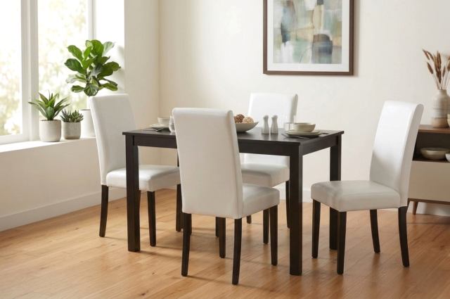 Classic White PU 5-Piece Dining Room Set