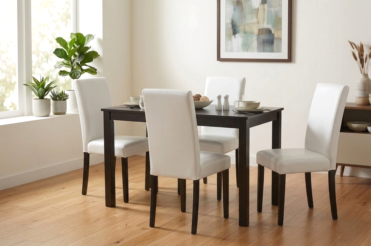 Classic White PU 5-Piece Dining Room Set