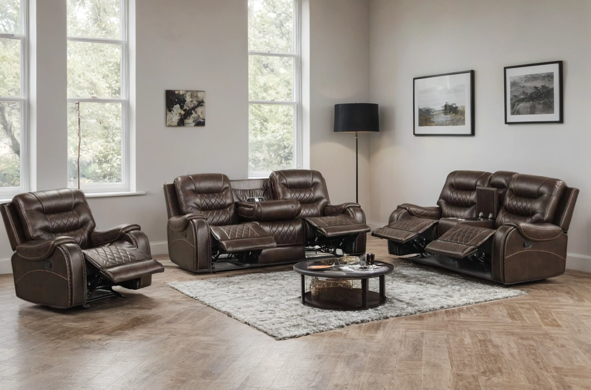 Cloud Brown Oversized 3-Piece Reclining Living Room Set