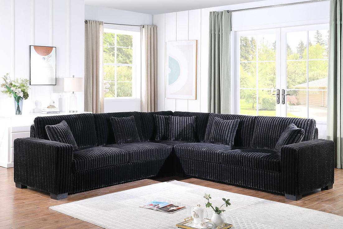 Comfy II Black 2-Piece Right Arm Facing (RAF) Sectional