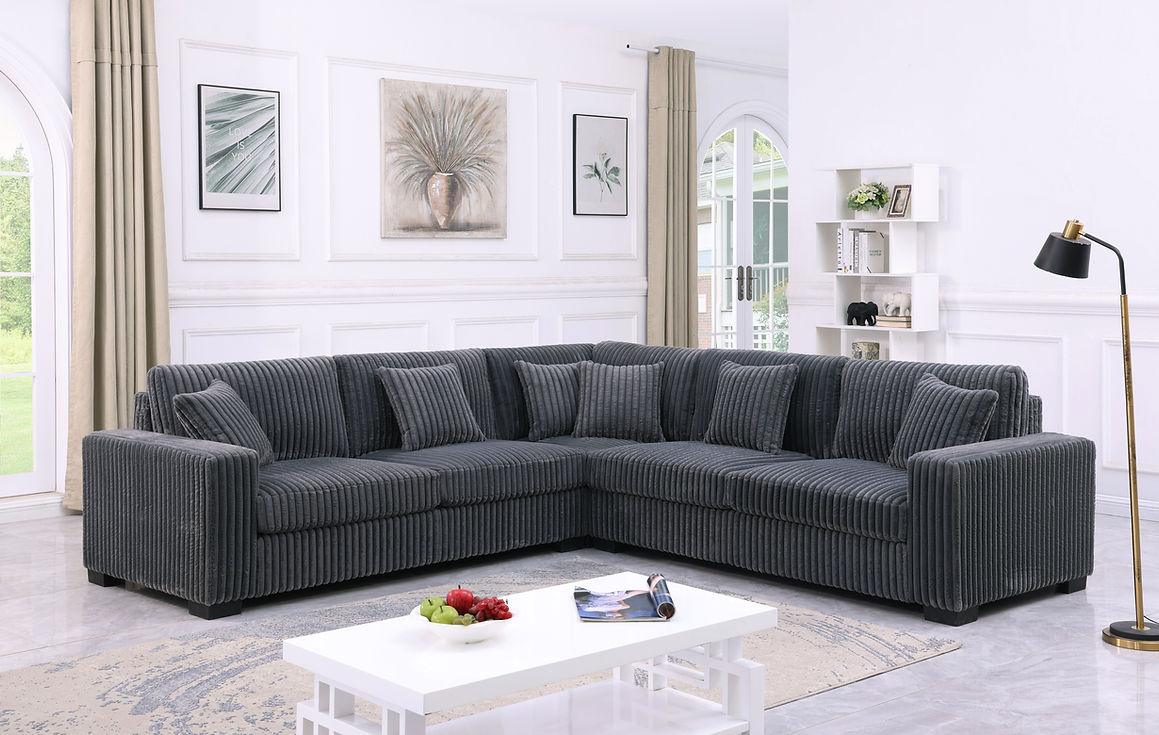 Comfy II Grey 2-Piece Right Arm Facing (RAF) Sectional