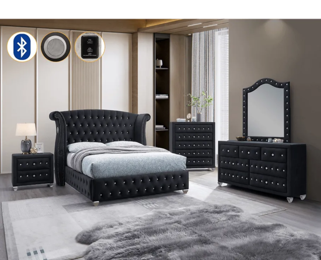 Divina Black Platform Bedroom Set