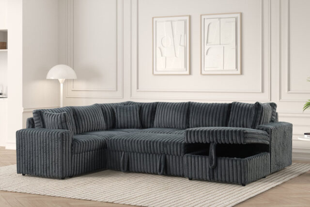 Forever Charcoal Sectional With Pull-Out Bed