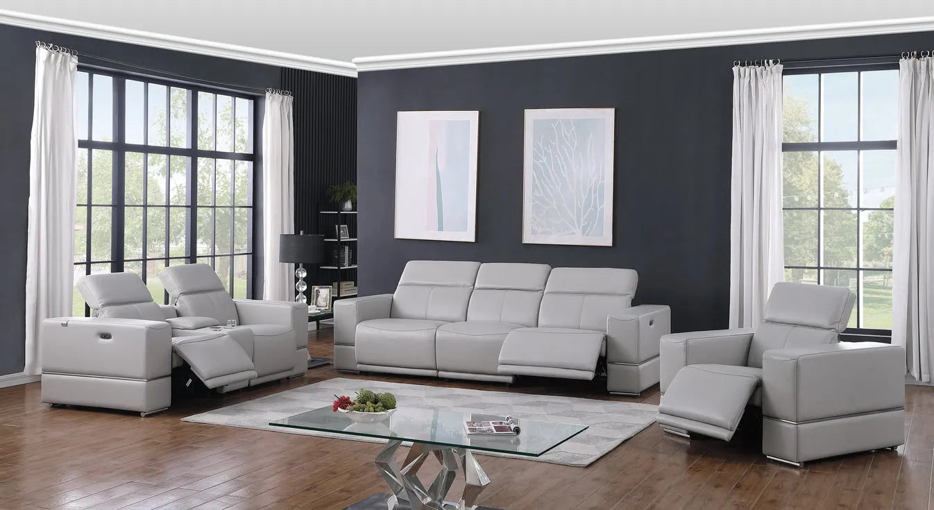Franco Light Blue Power Reclining Living Room Set