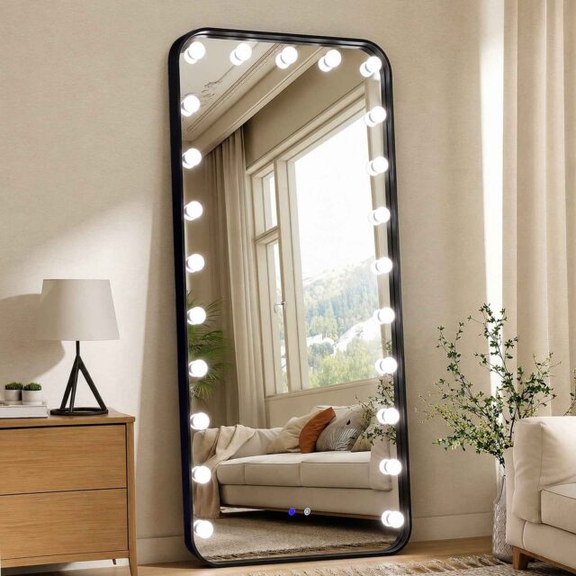 Hollywood 2 Black Floor Mirror
