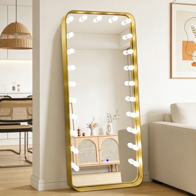 Hollywood 2 Gold Floor Mirror