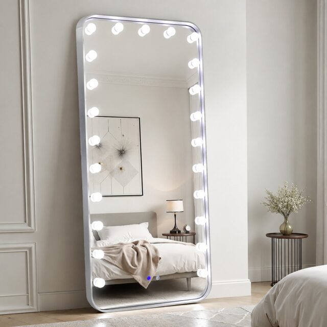 Hollywood 2 Silver Floor Mirror