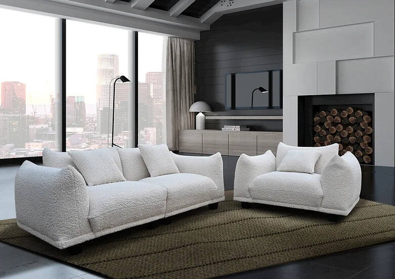 Homey Luxury White 2 Piece Living Room Set