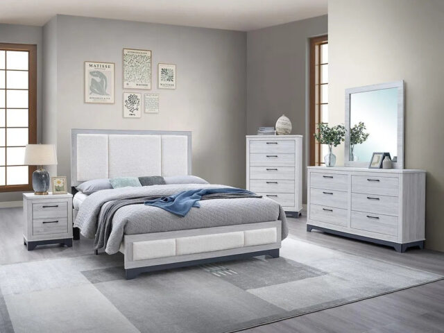 Kevin Light Grey Platform Bedroom Set