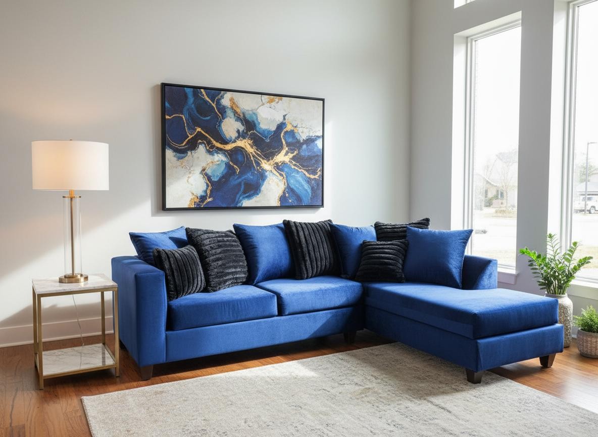 Kora Blue 2-Piece Right Arm Facing (RAF) Sectional