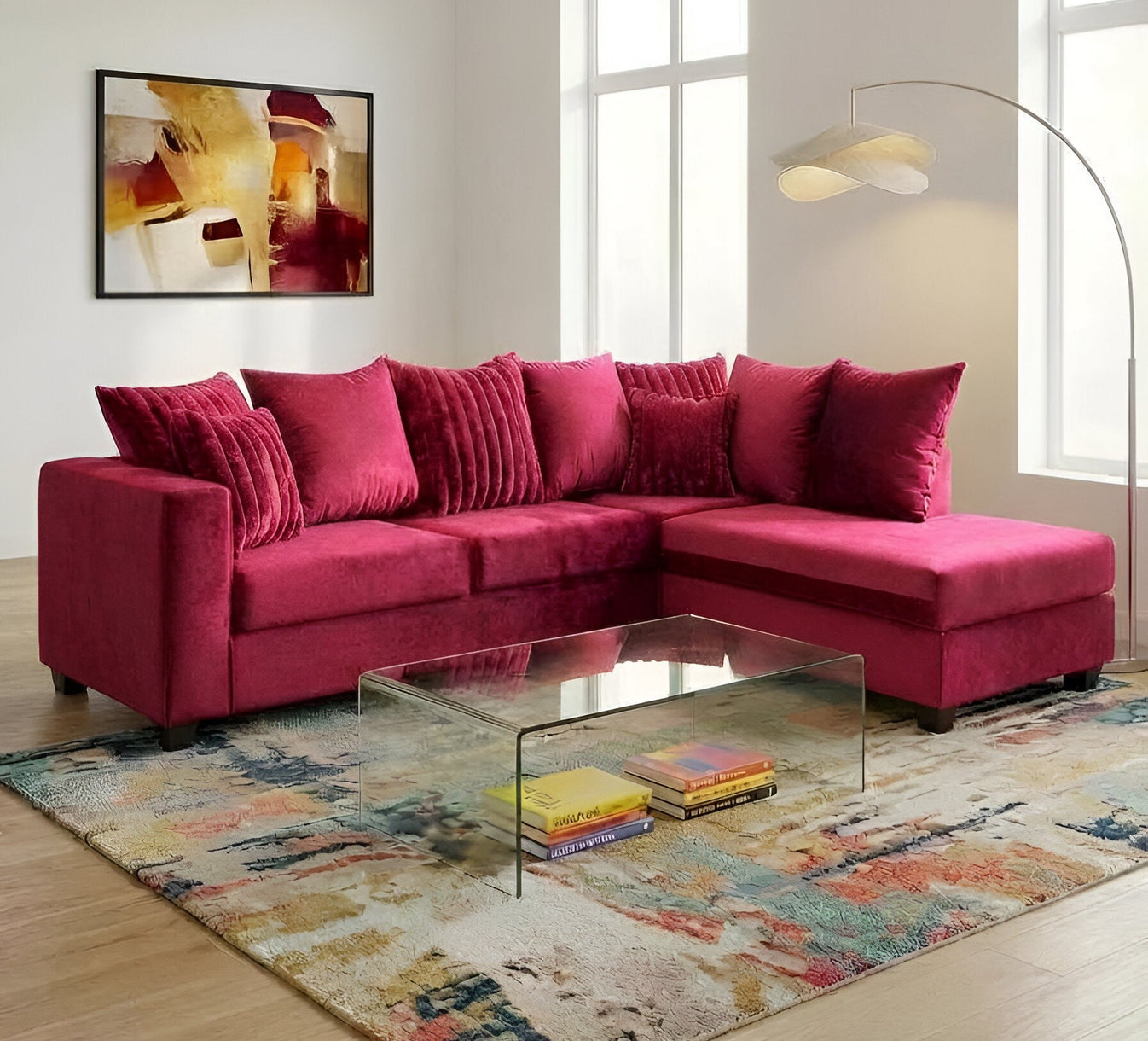 Kora Fuchsia 2-Piece Right Arm Facing (RAF) Sectional