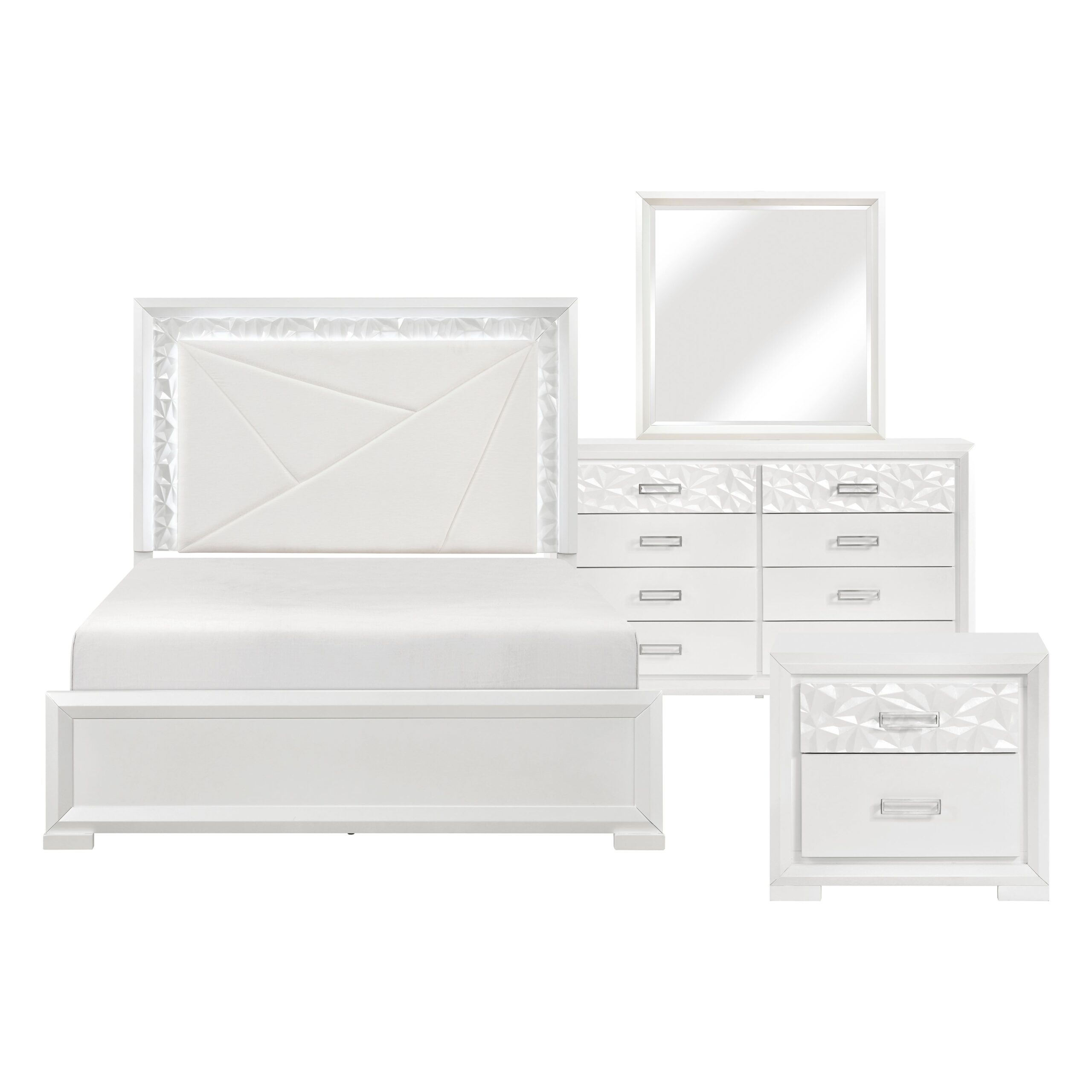 Luna Pearl White 4-Piece Queen Bedroom Set