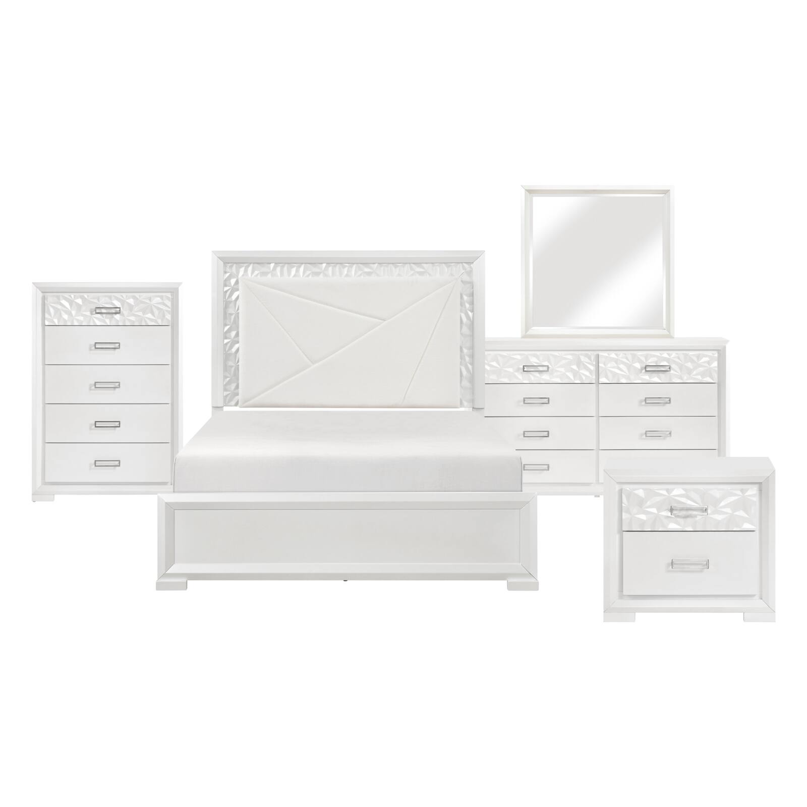 Luna Pearl White 5-Piece Queen Bedroom Set
