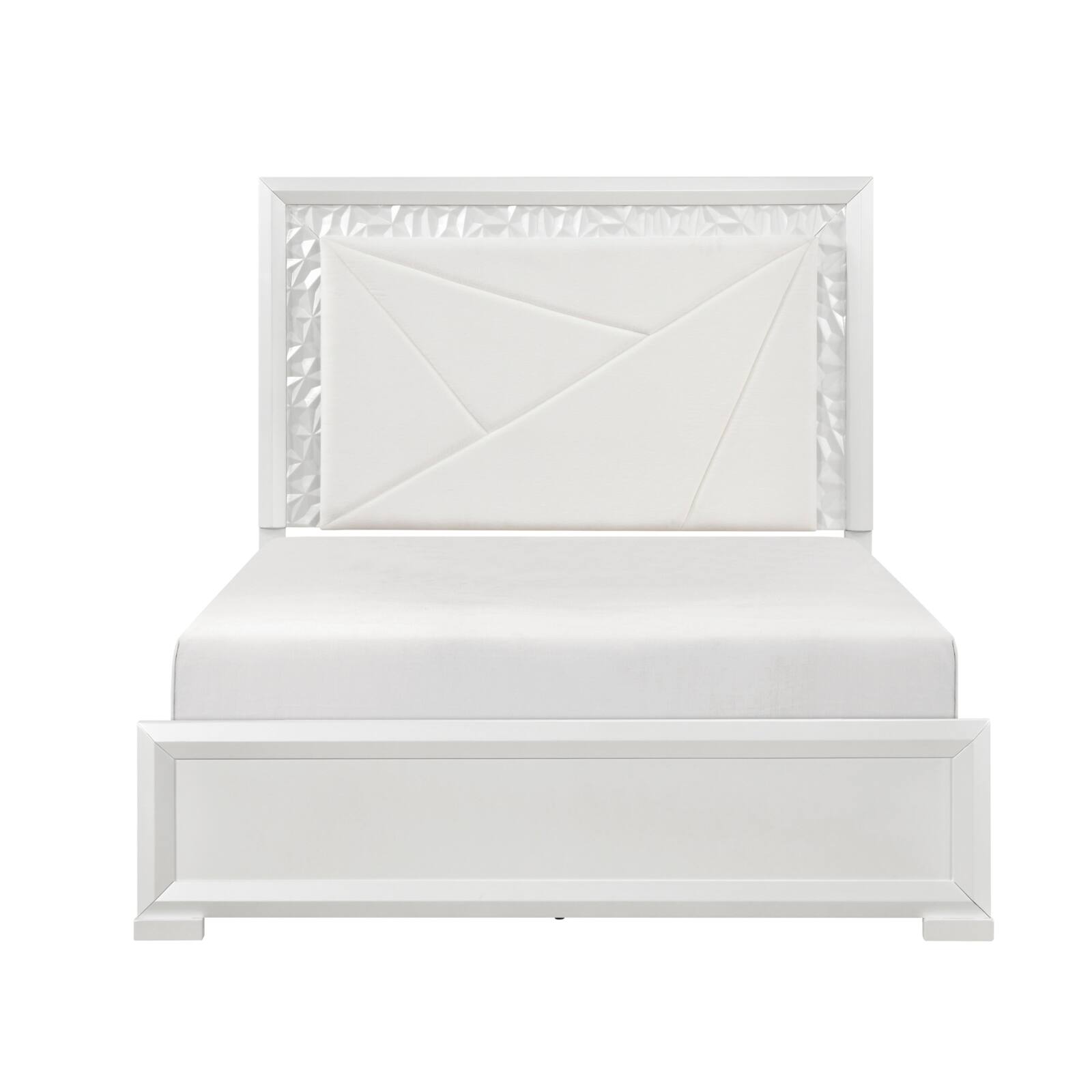 Luna Pearl White LED King Bed