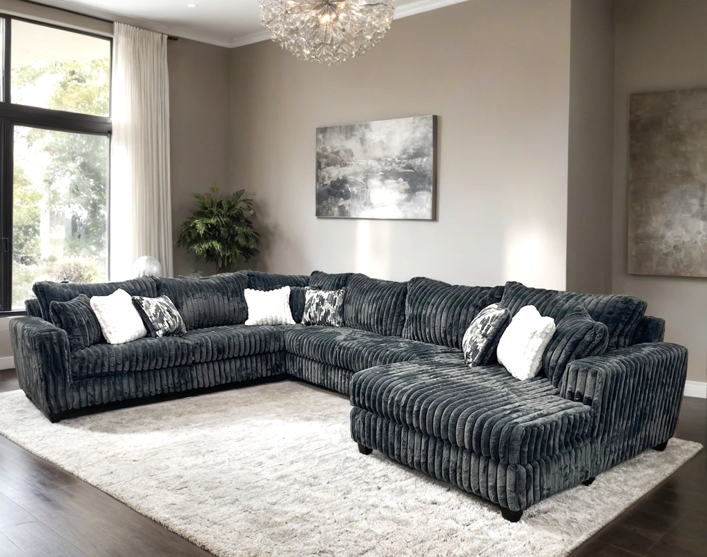Midnight 4-Piece Charcoal Oversized Right Arm Facing (RAF) Sectional