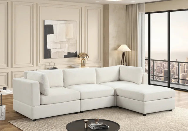 Milan Beige 4-Piece Performance Fabric Modular Sectional