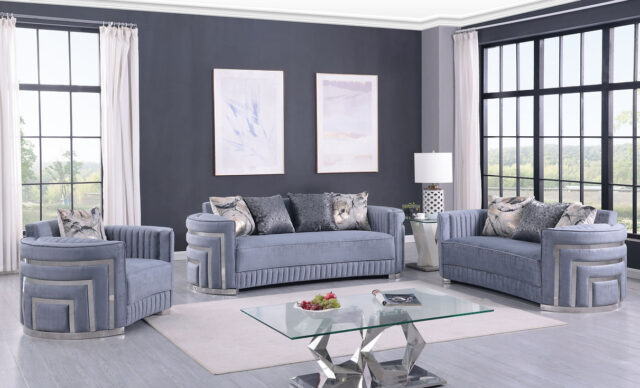 Minerva Grey Living Room Set
