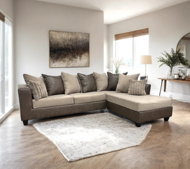 Monroe Latte PU Right Arm Facing (RAF) Sectional
