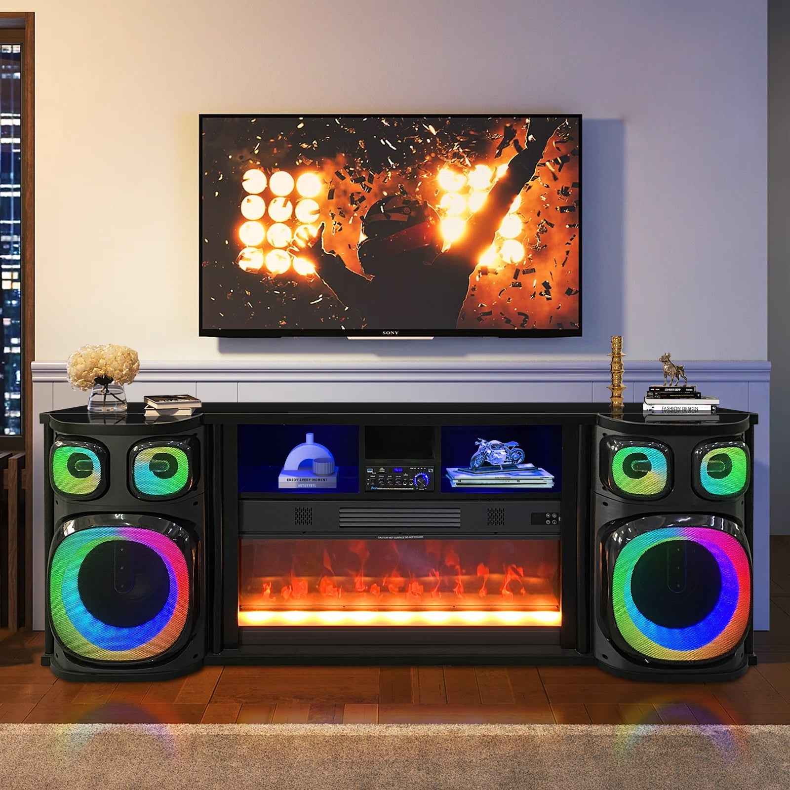 Party On Black Fireplace