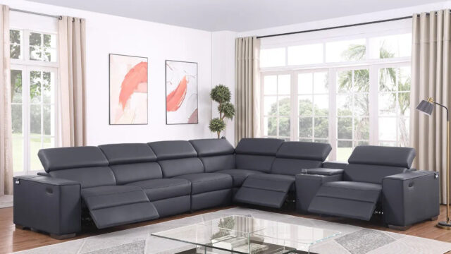 Picasso  Dark Grey 7-Piece 3 Power Reclining Sectional