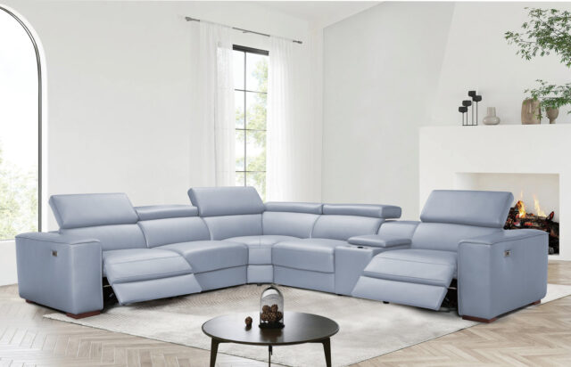 Picasso II Light Blue 6-Piece 2 Power Reclining Sectional