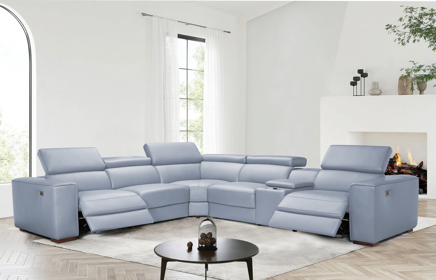 Picasso II Light Blue 6-Piece 2 Power Reclining Sectional