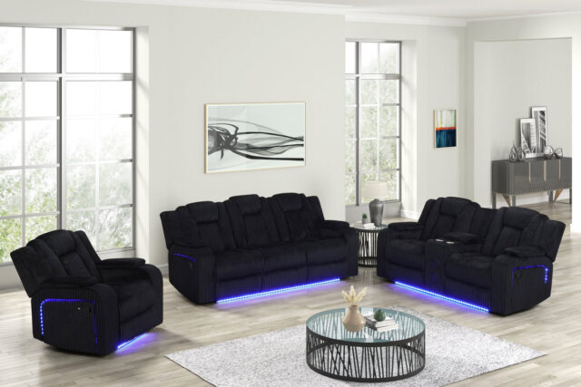 Hulk Black 3-Piece Reclining Set