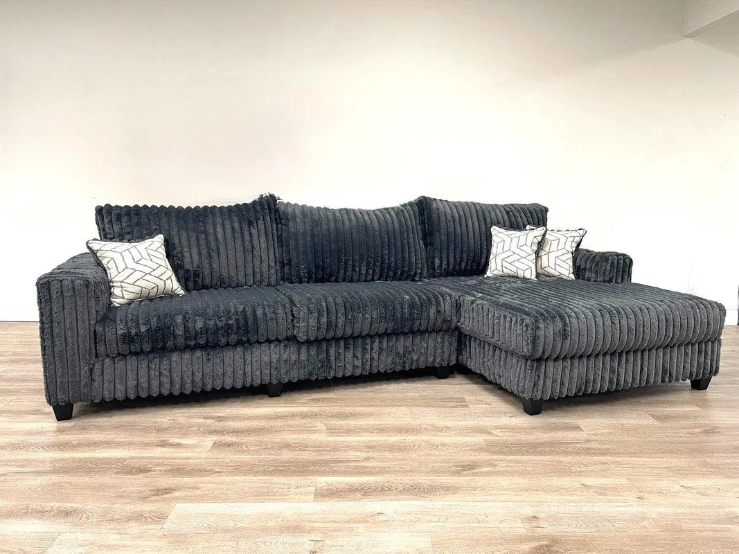 Phannon Charcoal Corduroy Right Arm Facing (RAF) Sectional