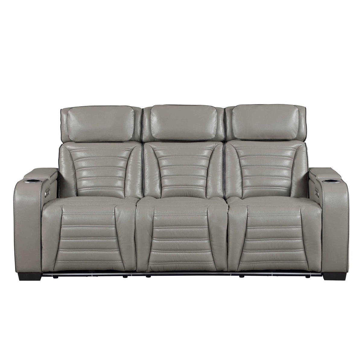 Cyber Gray Power Double Reclining Sofa with Center Drop-Down