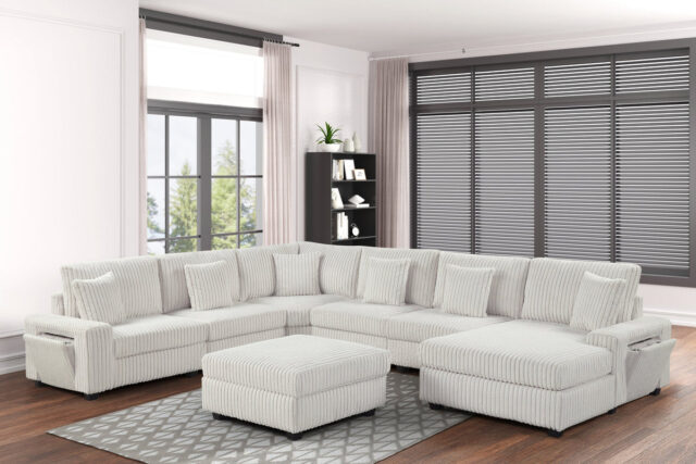Bazooka Beige 7-Piece Sectional with Ottoman