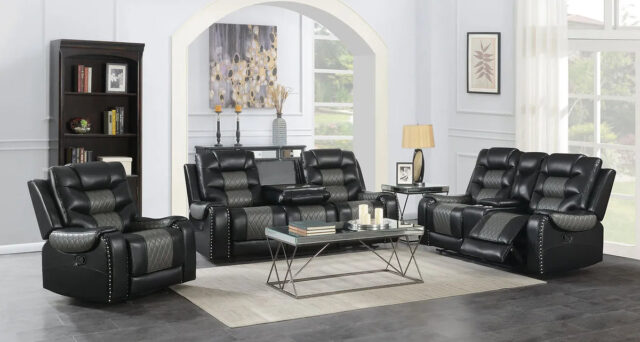 Phoenix II Black Reclining Living Room Set