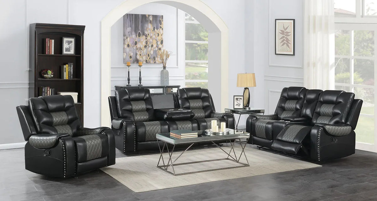 Phoenix II Black Reclining Living Room Set