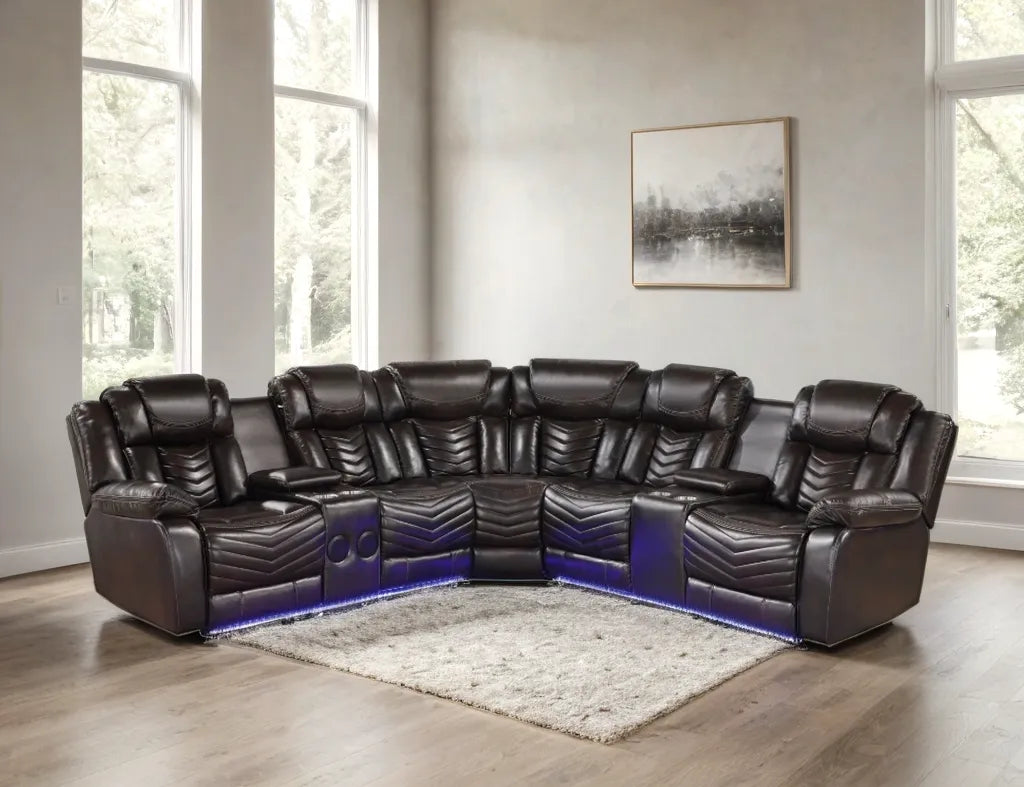 Peonia Brown Reclining Sectional