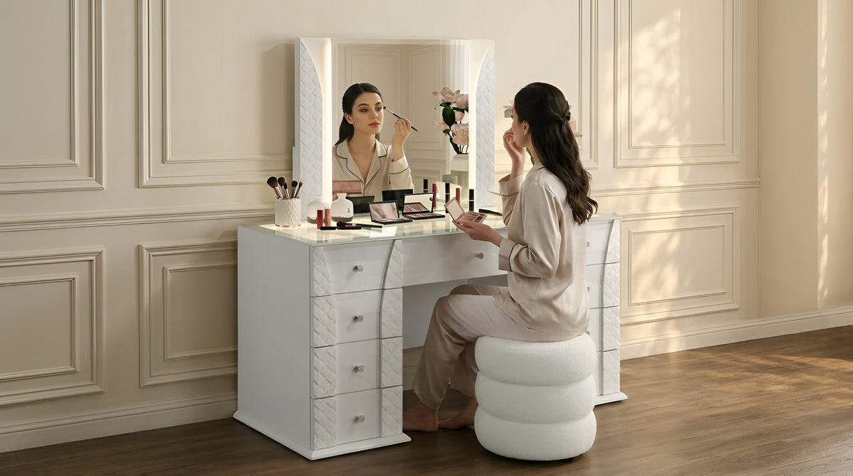 Ivette White Vanity Set