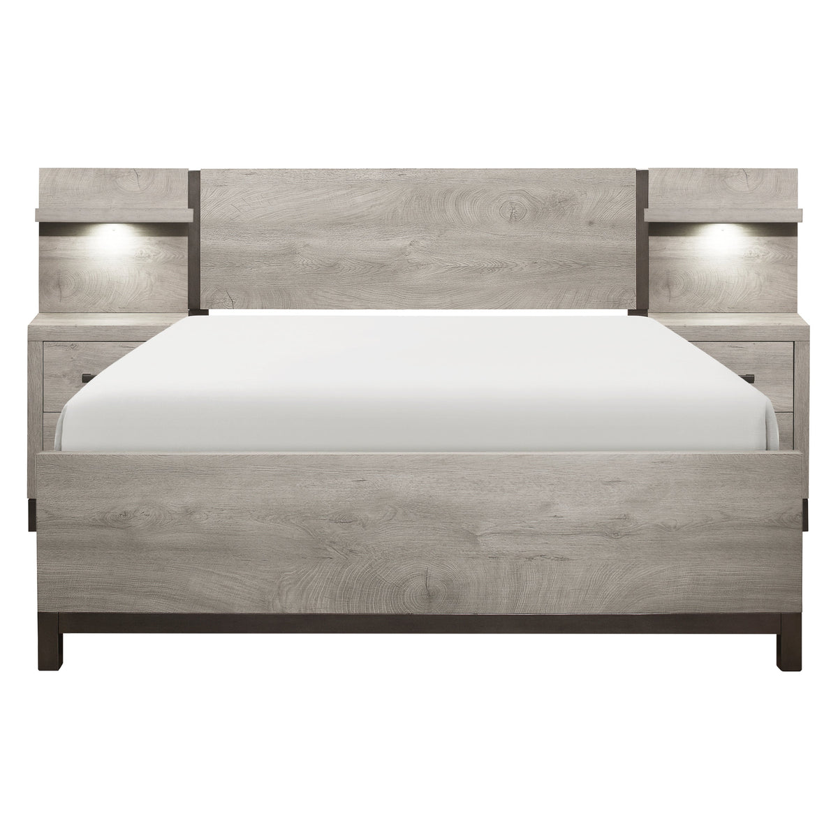 Zephyr Light Gray California King Bed with 2 Nightstands