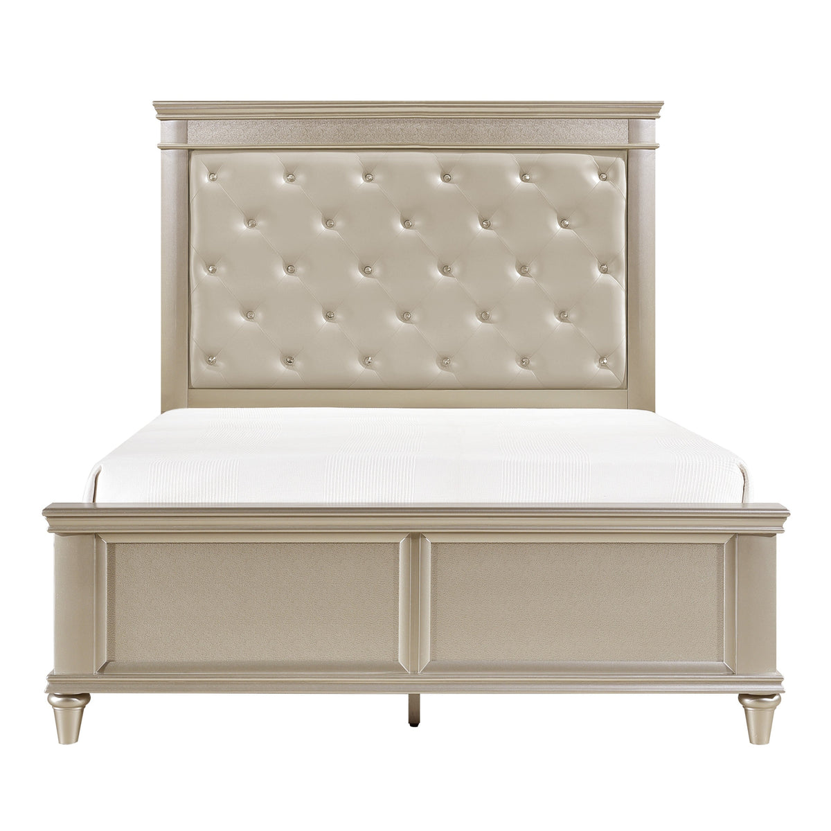 Celandine Silver California King Upholstered Panel Bed