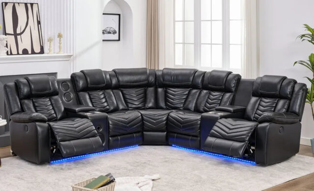 Peonia Black Reclining Sectional