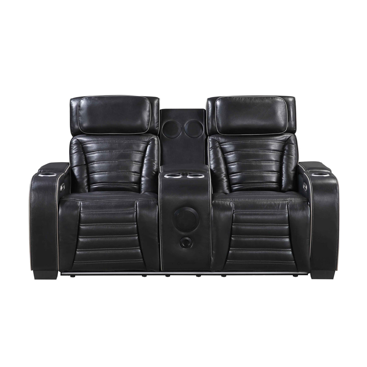 Cyber Black Power Double Reclining Loveseat with Center Console