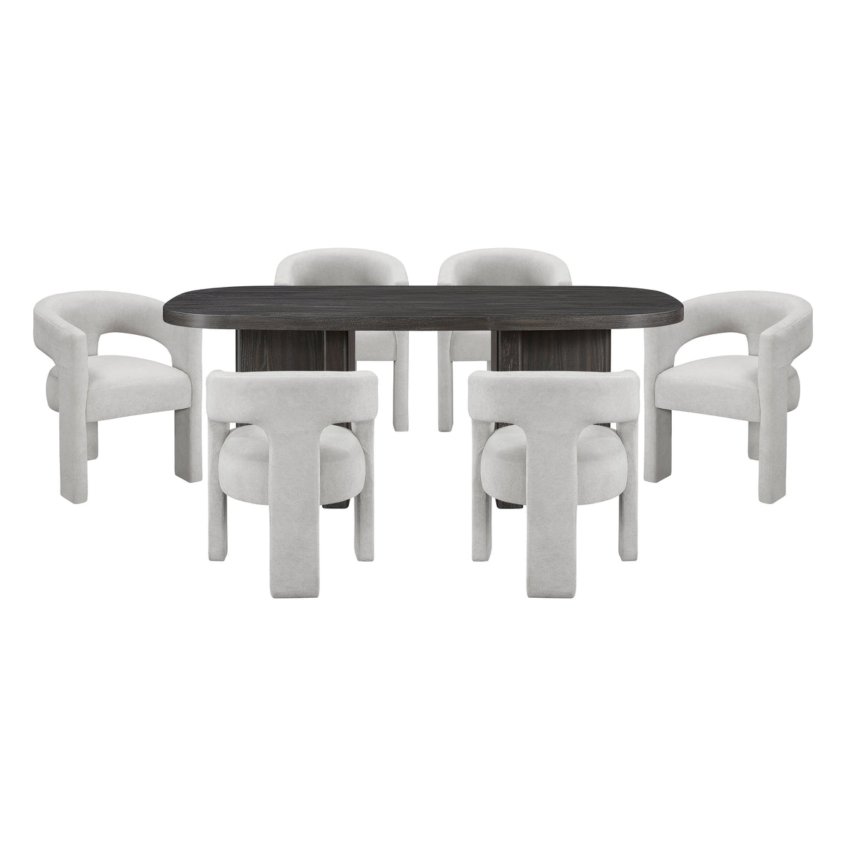 Marais Ebony/Light Gray Boucle 7-Piece 82" Dining Set