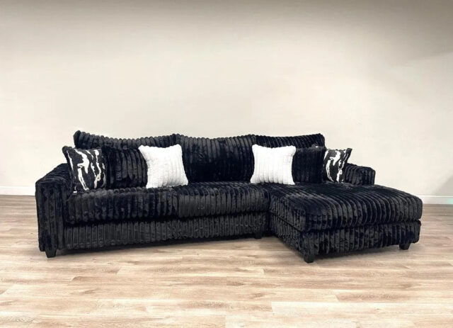 Phannon Black Corduroy Right Arm Facing (RAF) Sectional